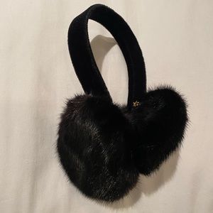 Black genuine mink earmuffs